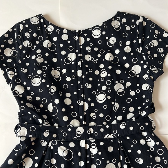 Handmade Vintage Fit and Flare Dress Black and White Circles 4 - Picture 10 of 10